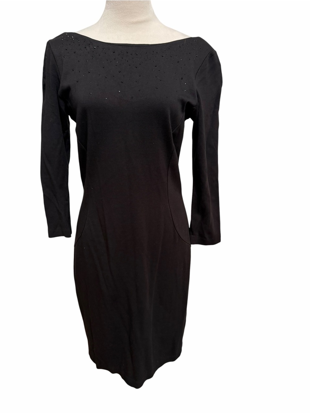 Velvet by Graham and Spencer  Size 12 Black Boatneck Dress Scoop Back Stretchy